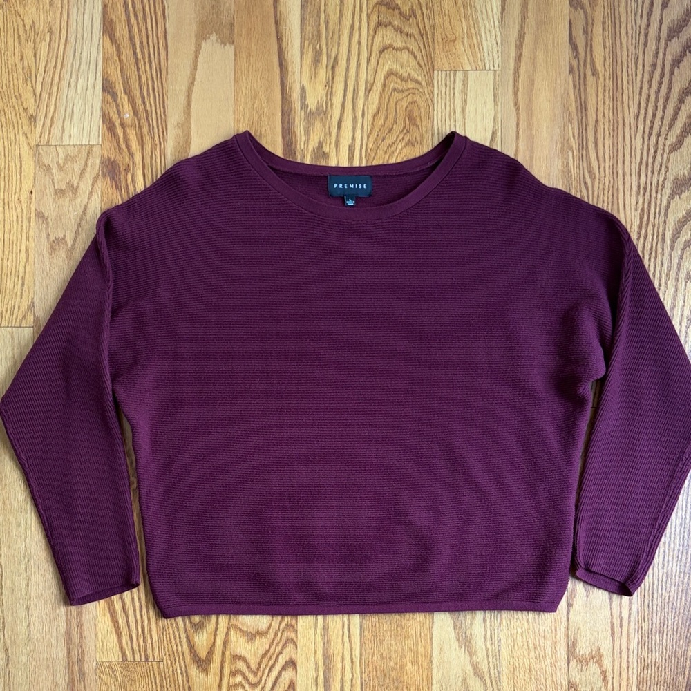 Premise Burgundy Women’s Knit Top Sweater Scoop Neck Large